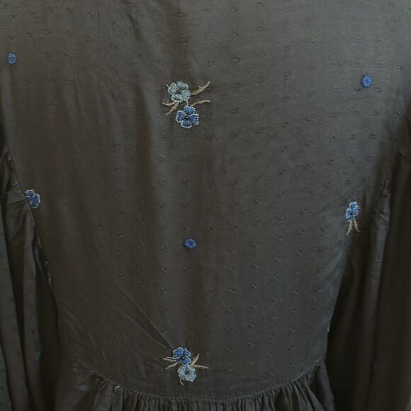 FREE PEOPLE Kiss From a Rose Navy Embroidered Boho Top S - Picture 8 of 11
